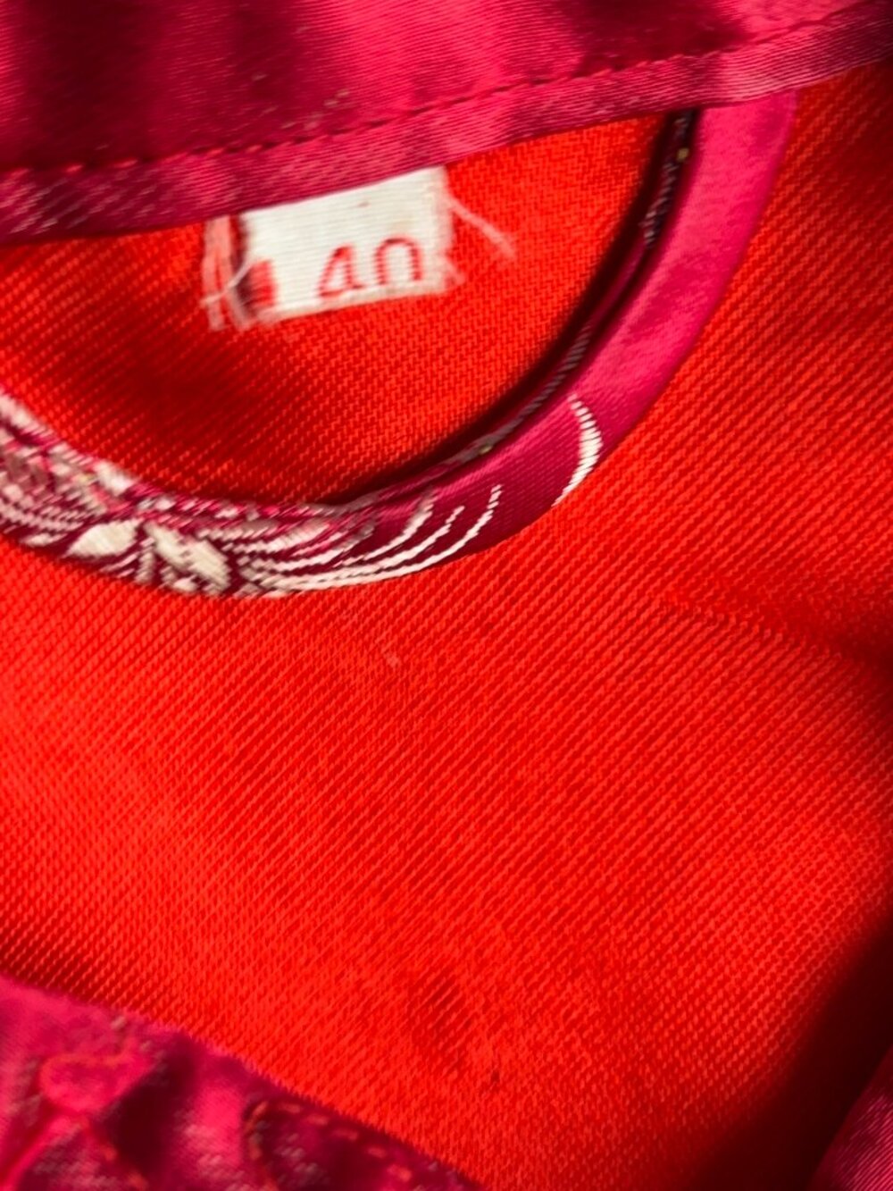 Asian Red Satin Embroidered Robe 40 Bust - Picture 6 of 12